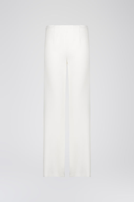 Pantalon évasé blanc cassé à plis structurés