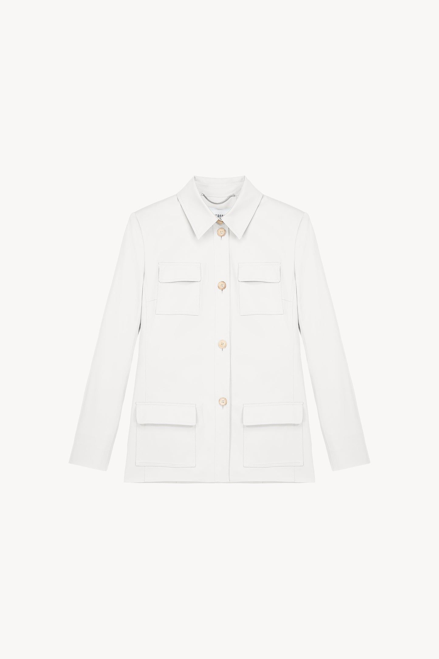 Veste chemise en satin de coton blanc optique