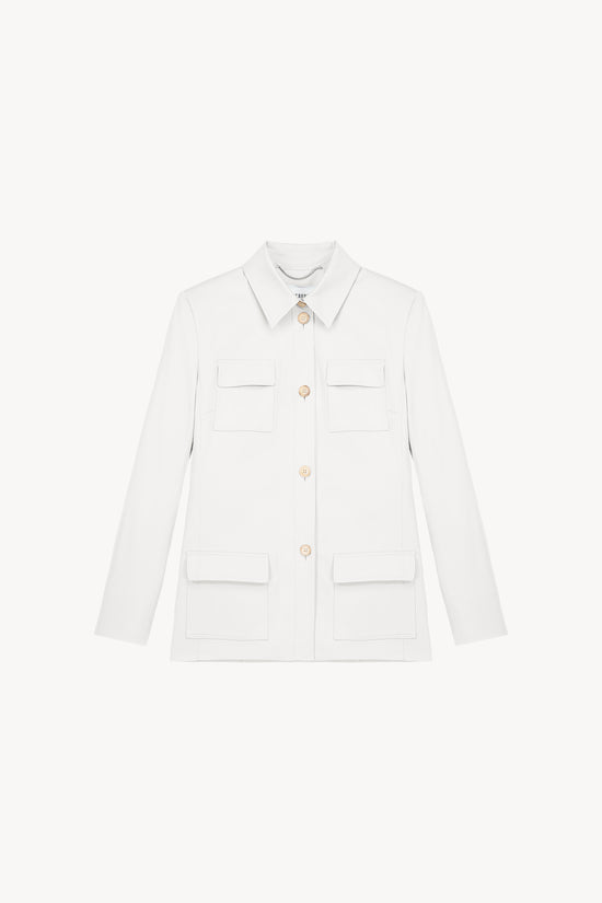 Veste chemise en satin de coton blanc optique