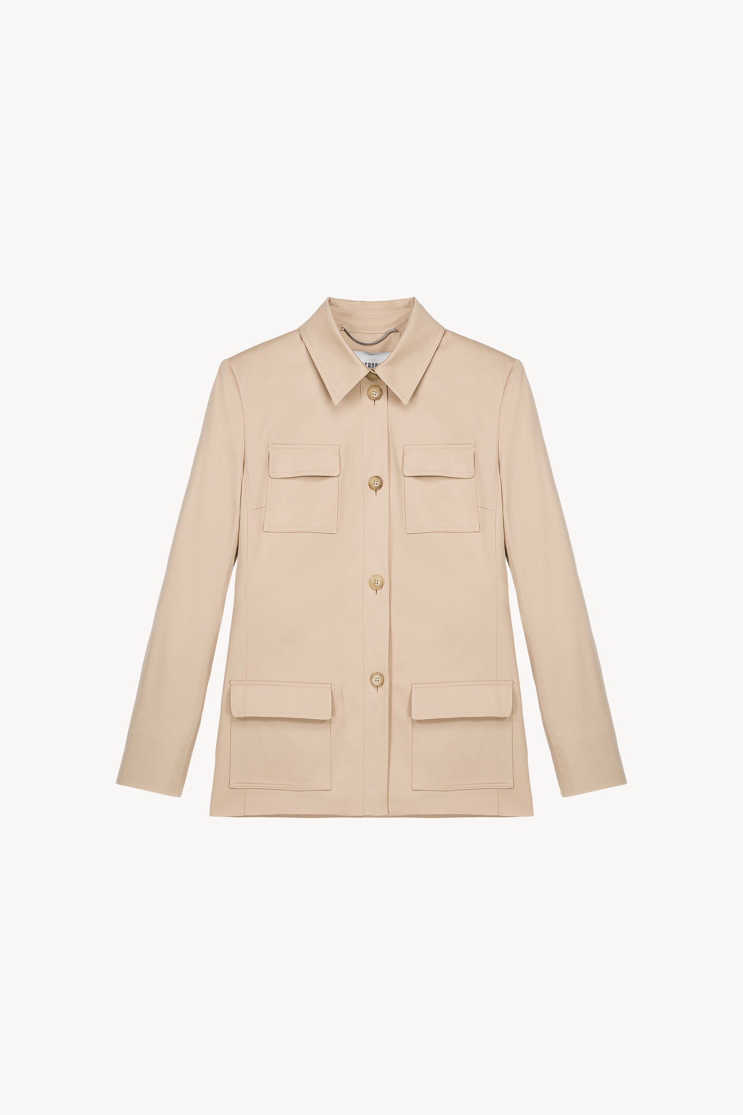 Veste chemise en satin de coton beige