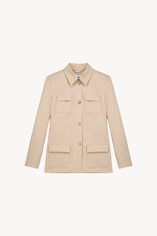Veste chemise en satin de coton beige