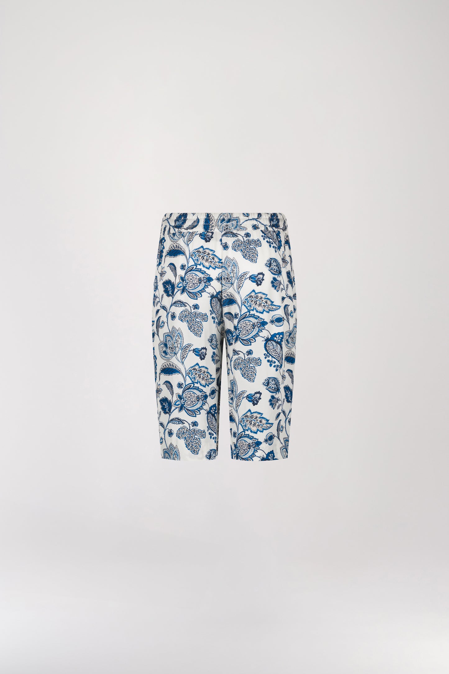 Blue floral print straight shorts