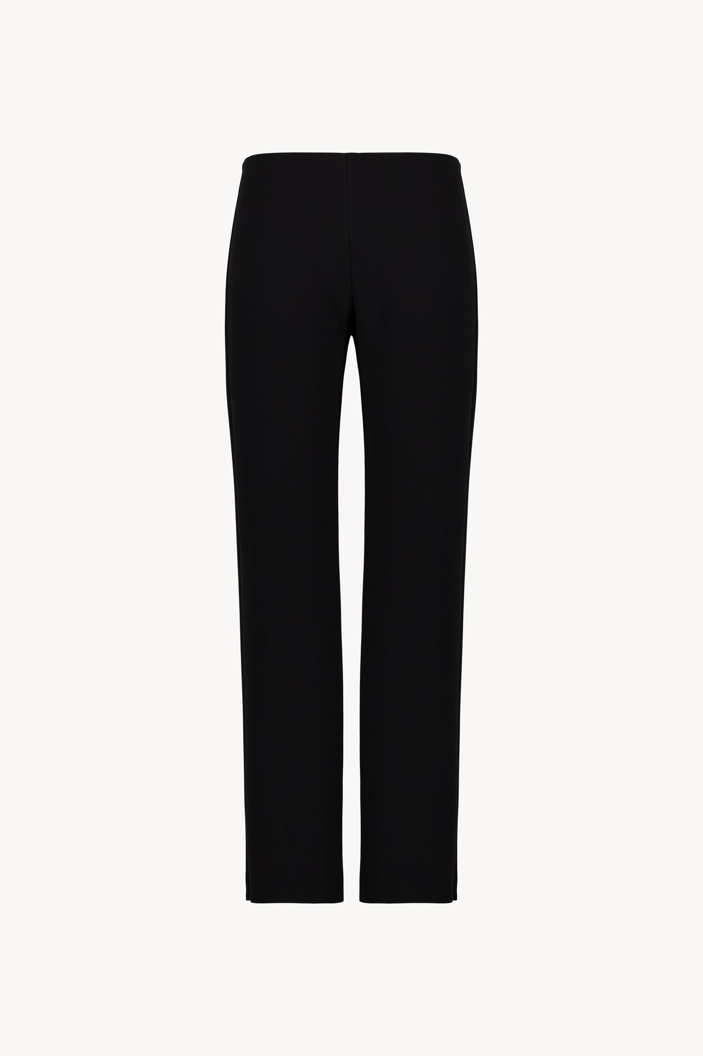 Pantalon en crêpe noir, coupe droite et taille élastique intérieure 