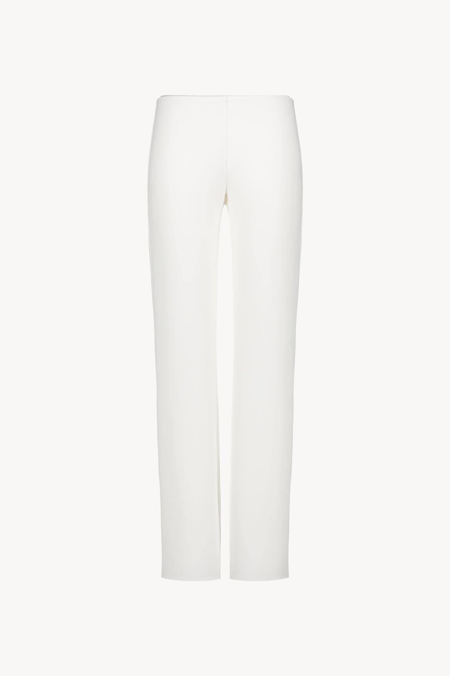 Pantalon en crêpe blanc cassé Apostrophe, coupe droite et taille élastique intérieure