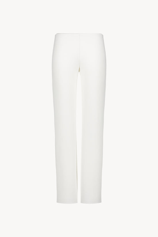 Pantalon en crêpe blanc cassé Apostrophe, coupe droite et taille élastique intérieure