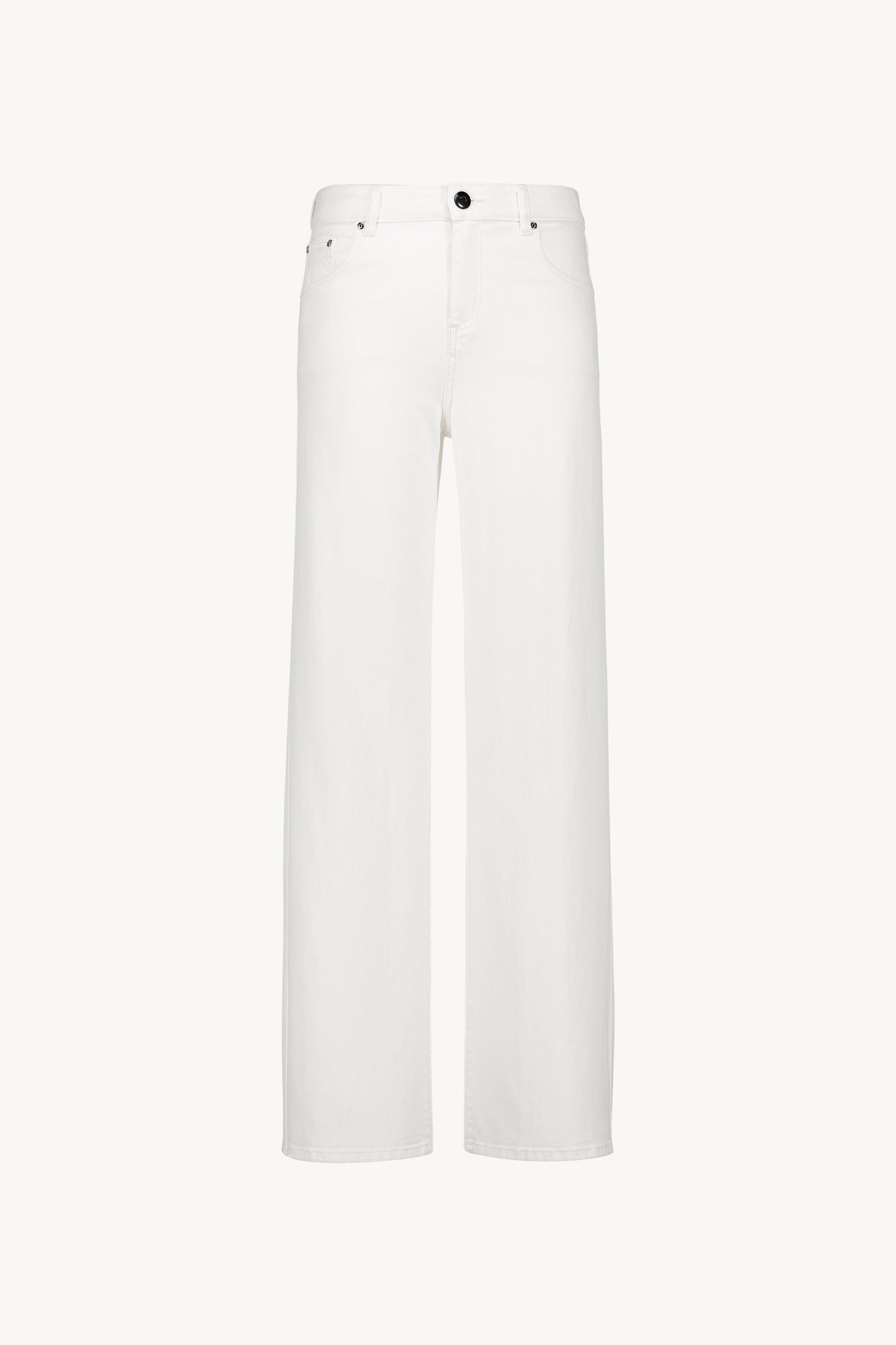 Jean blanc slim en coton stretch, coupe droite et taille mi-haute