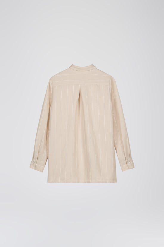 Chemise droit lin beige à rayures