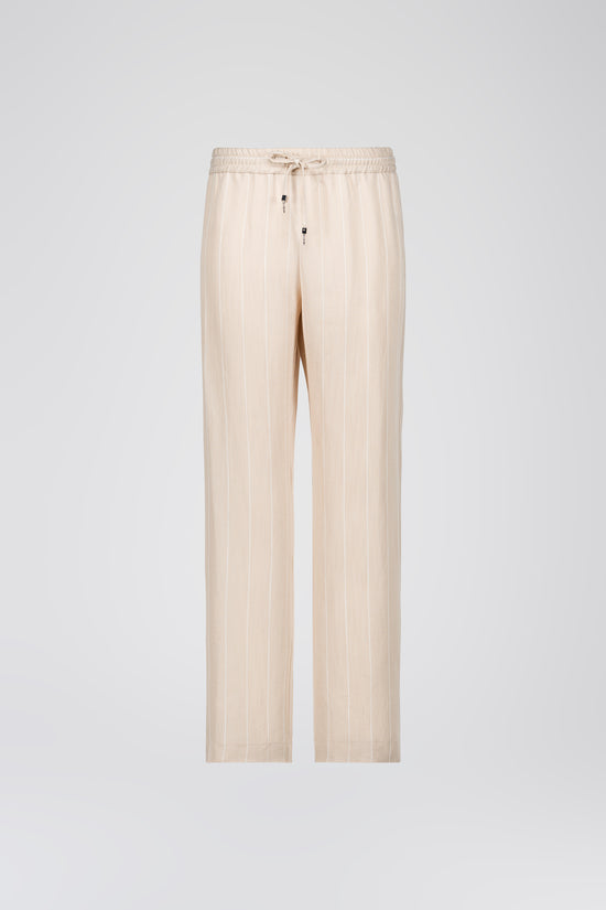 Pantalon droit fluide beige en lin