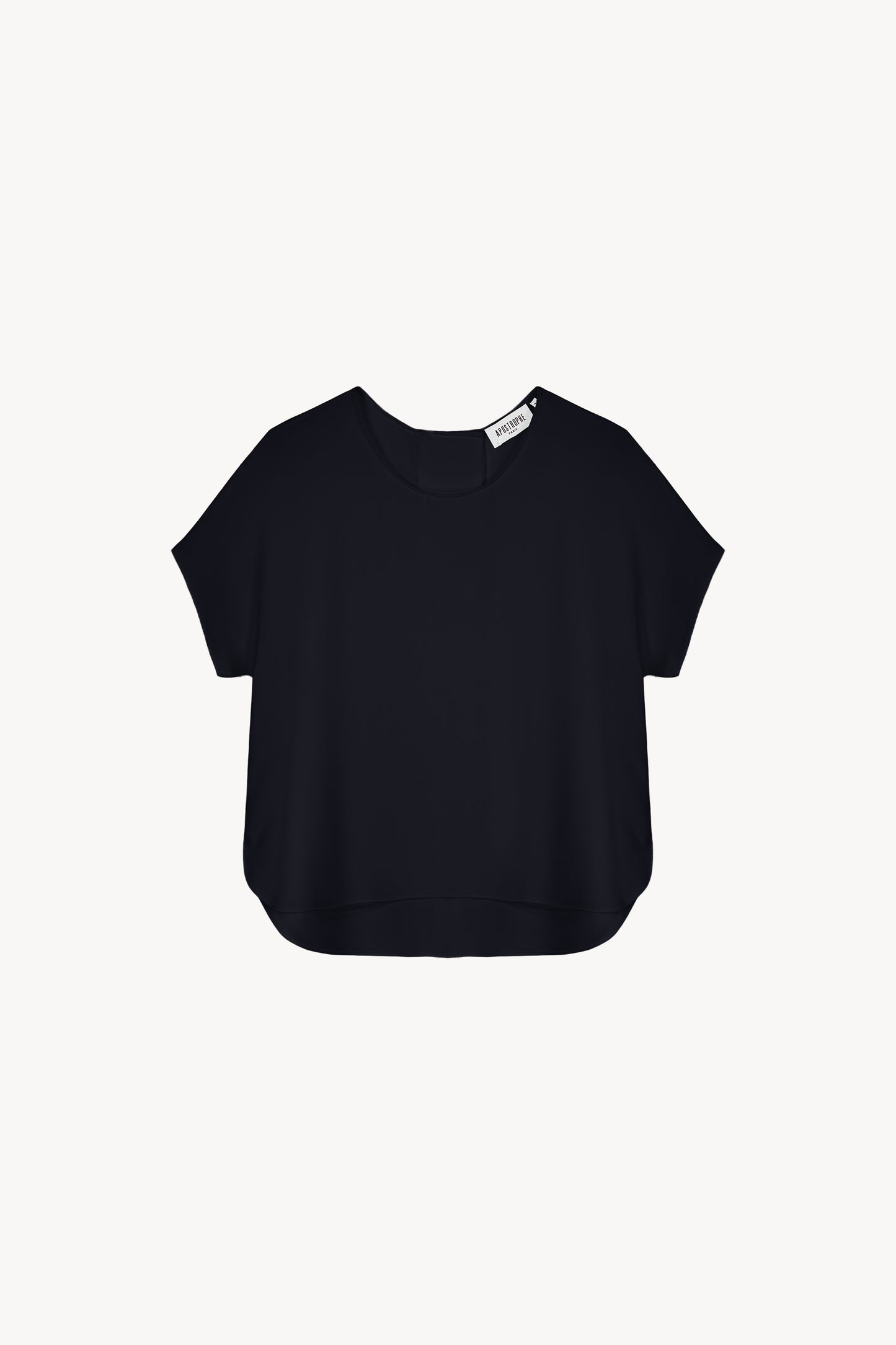 Blouse en soie marine à manches courtes