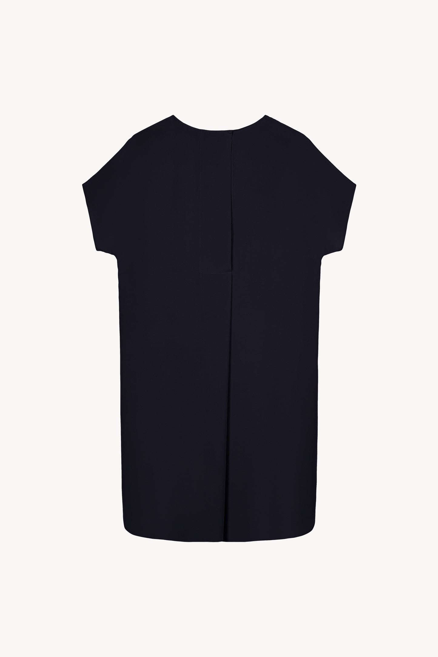 Robe droite en soie bleu marine, col rond 