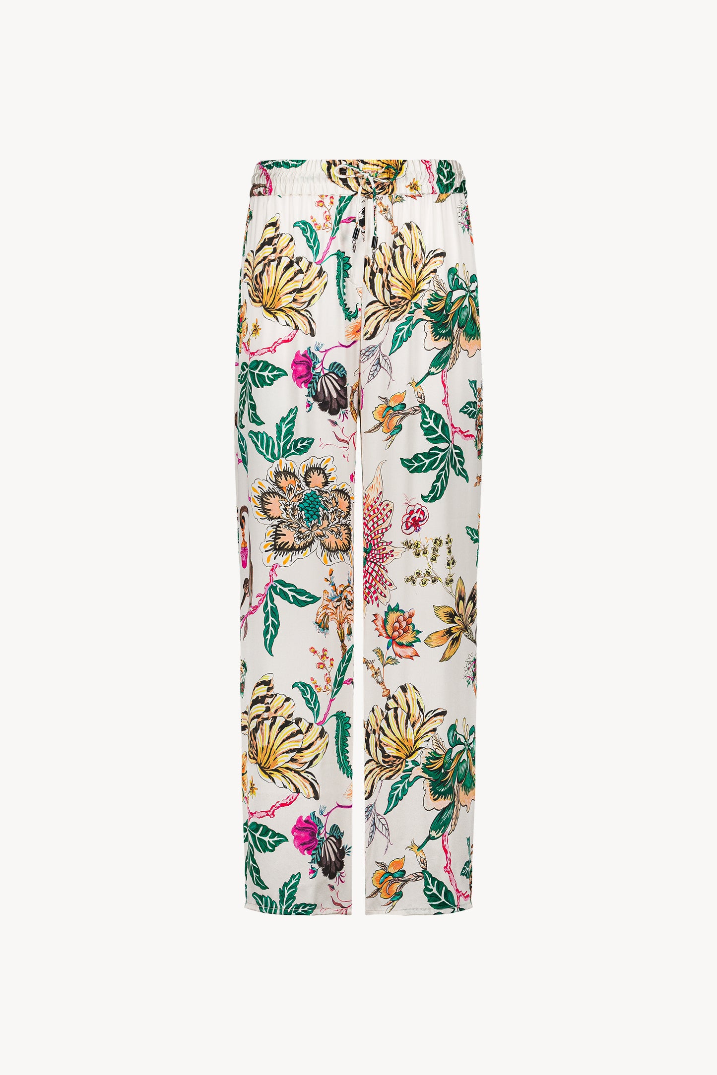 Pantalon fluide en satin de soie, imprimé floral