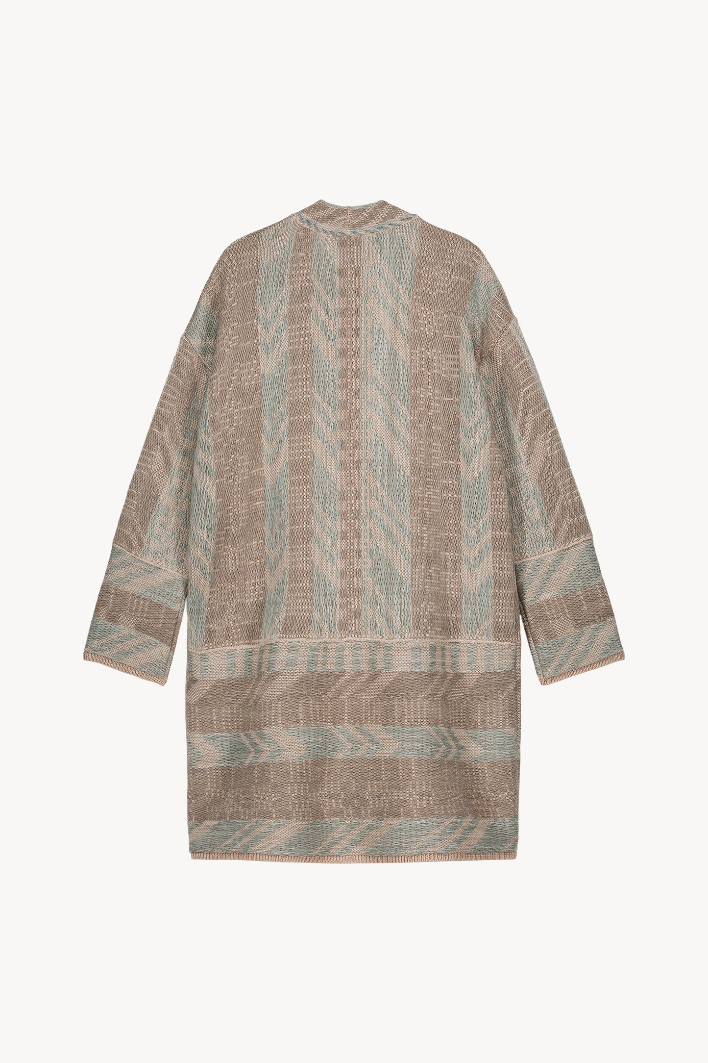 Manteau en laine mérinos avec col V et détails en point plaid