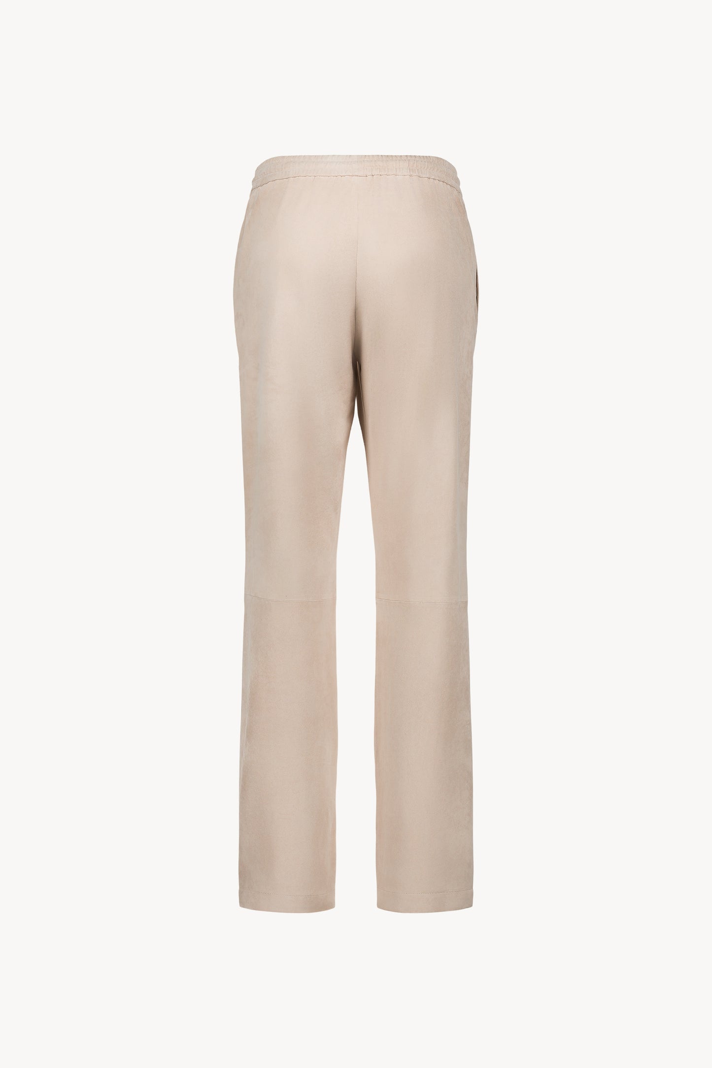 Pantalon droit en daim beige clair avec taille élastique et cordon ajustable