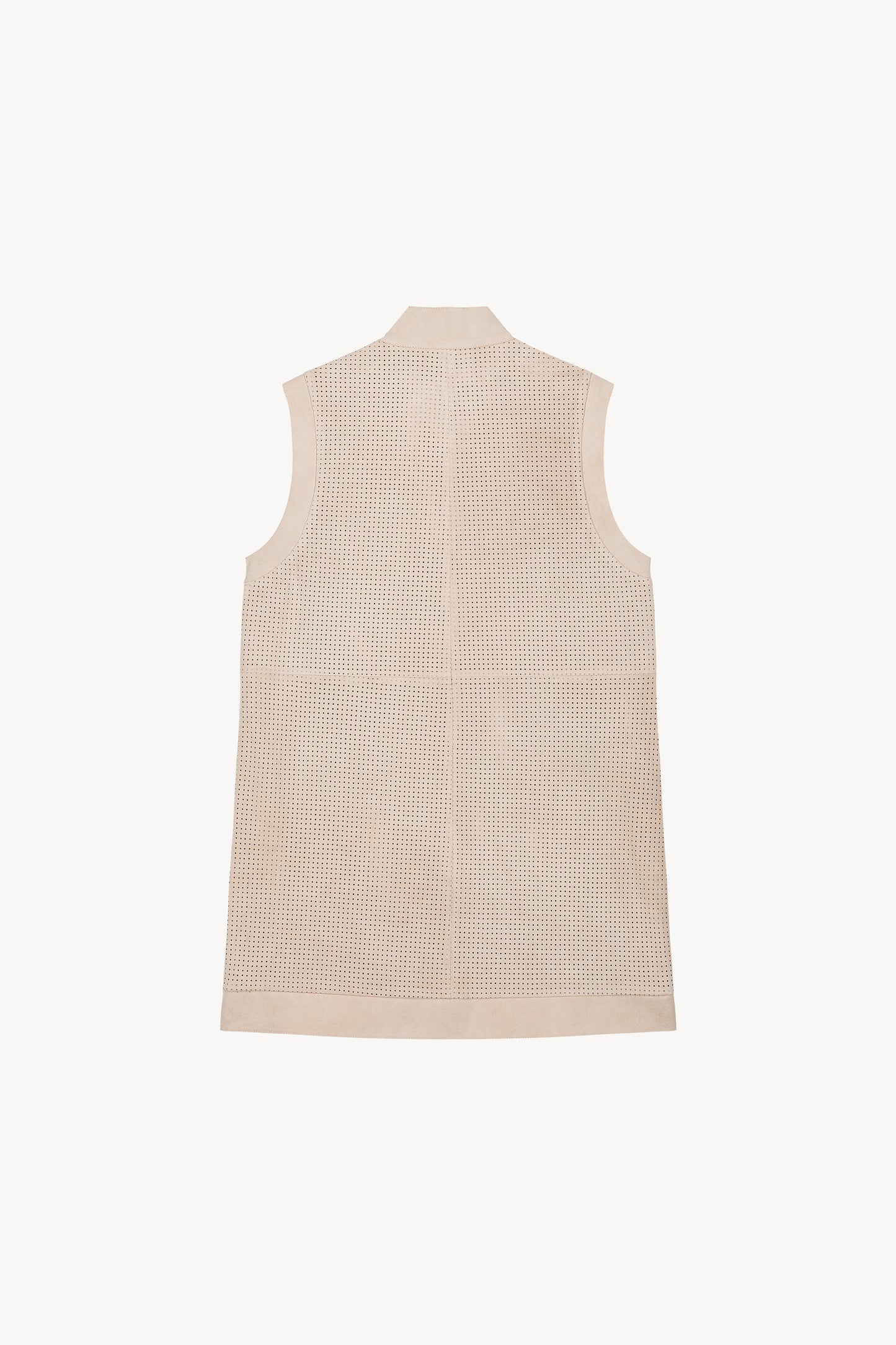 Veste sans manche en daim perforé beige clair