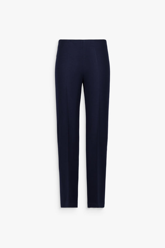 Pantalon droit marine, élégant et raffiné, idéal toute saison.