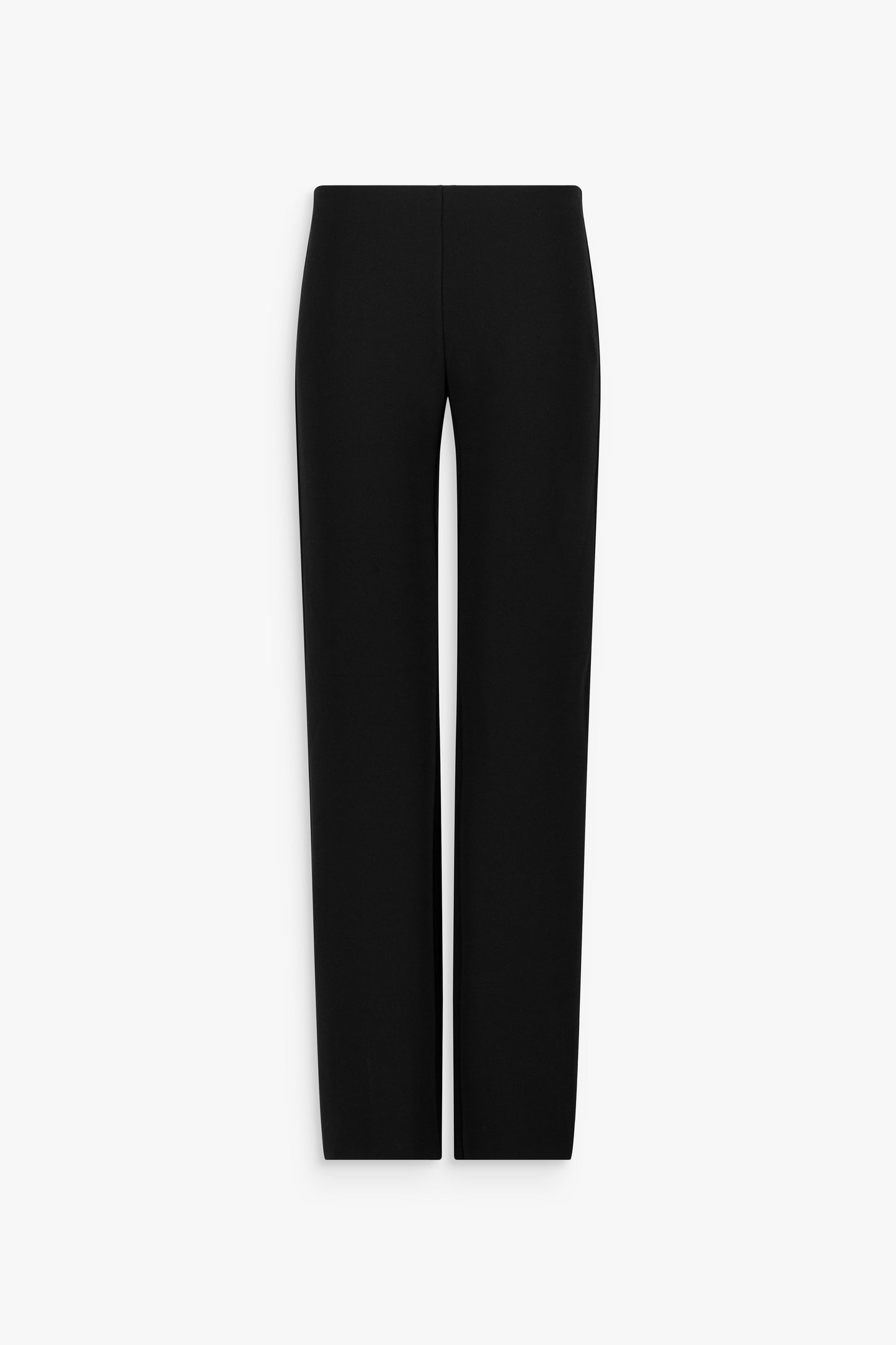 Pantalon droit noir, coupe nette et tissu légèrement extensible.