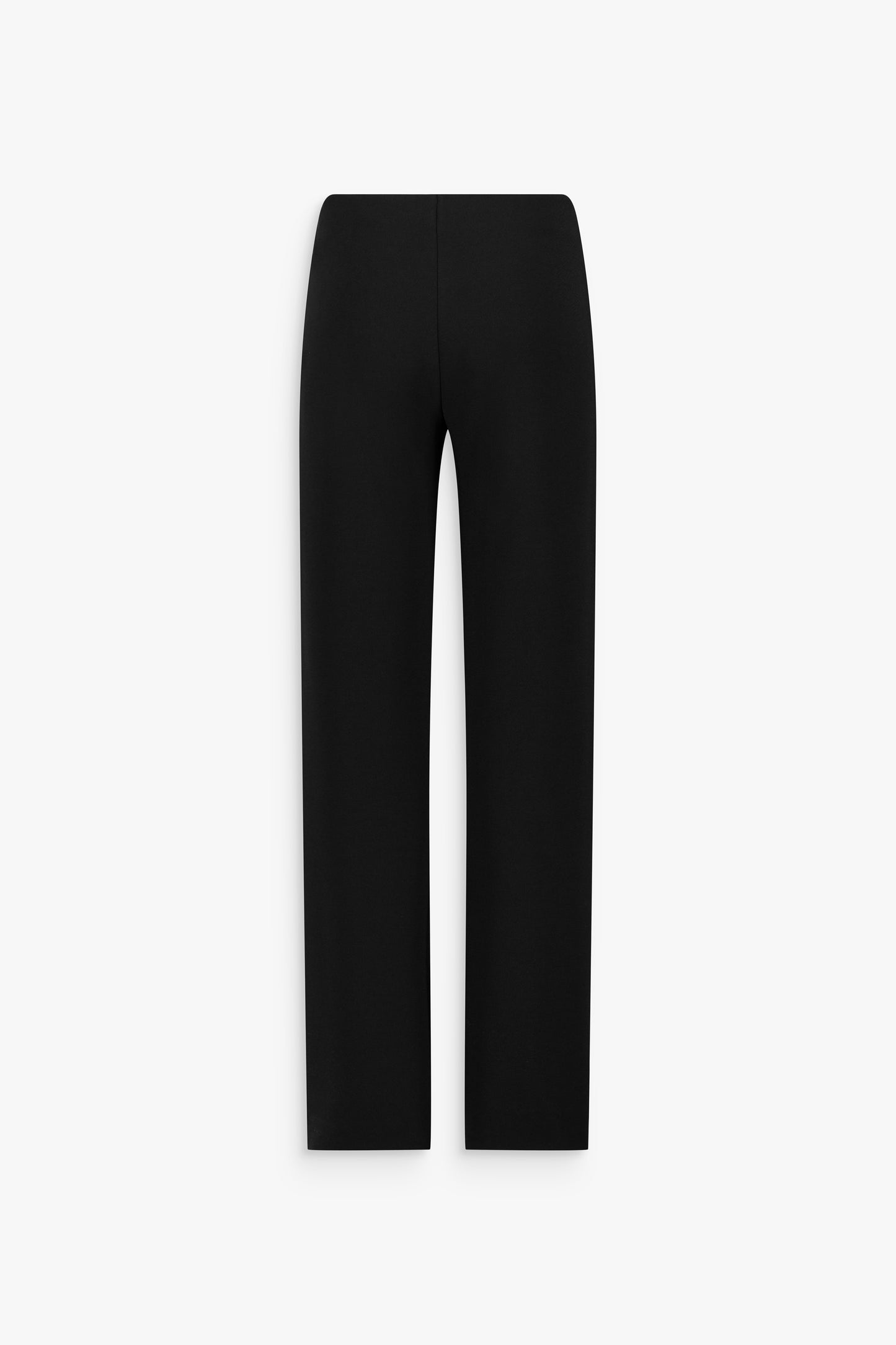 Pantalon noir évasé, coupe chic idéale au quotidien ou en soirée.