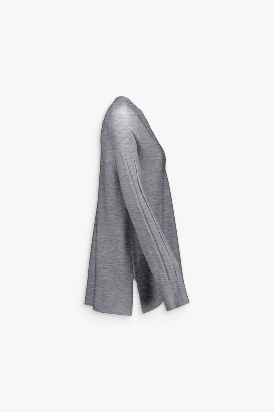Pull col V gris moyen, coupe ajustée, parfait pour la mi-saison.