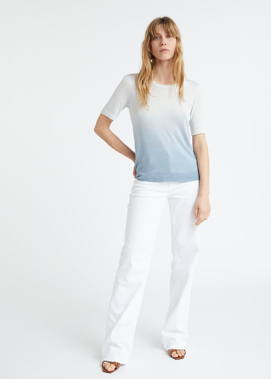 T-shirt tie and dye en lurex bleu