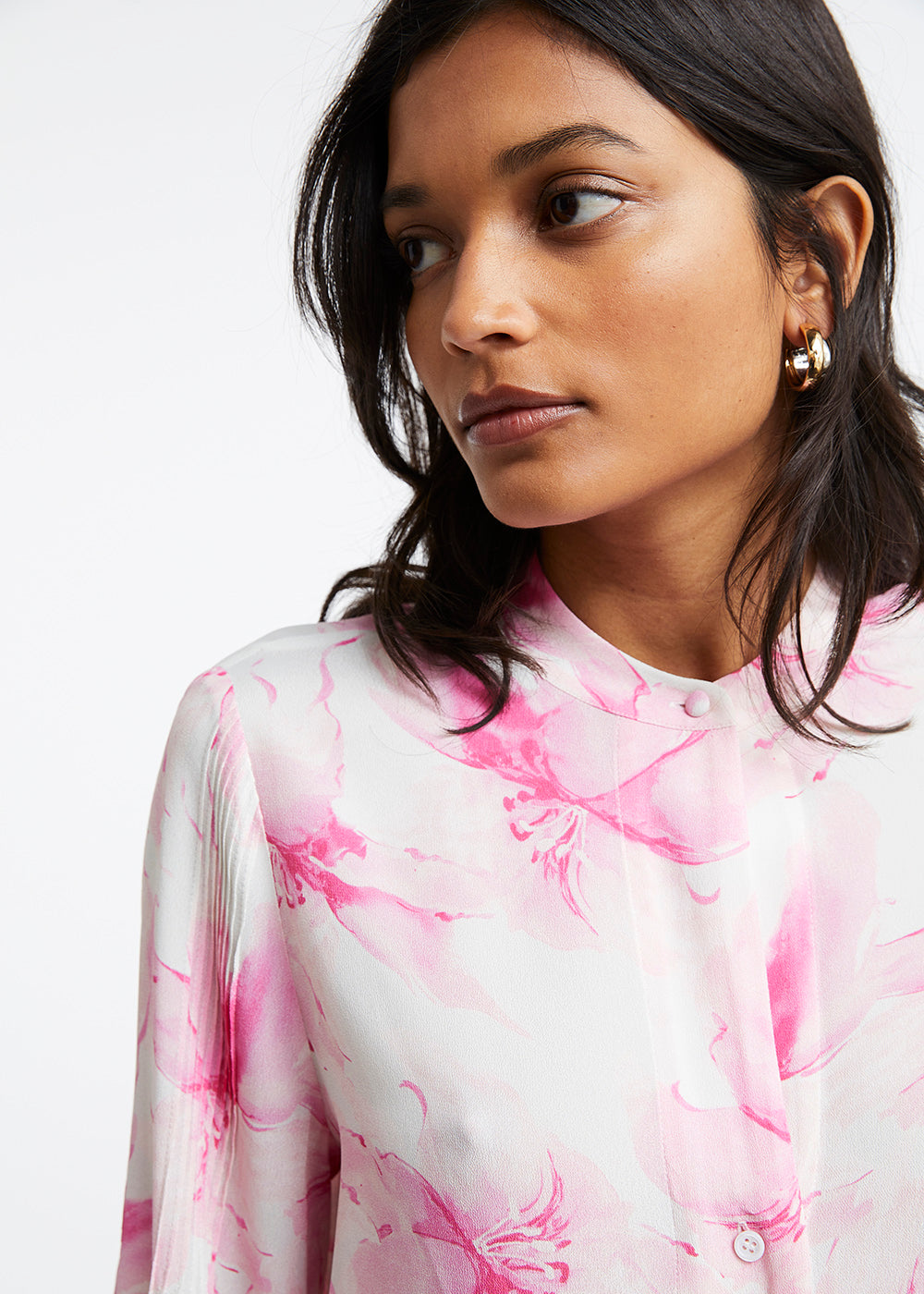 Chemisier imprimé floral fushia