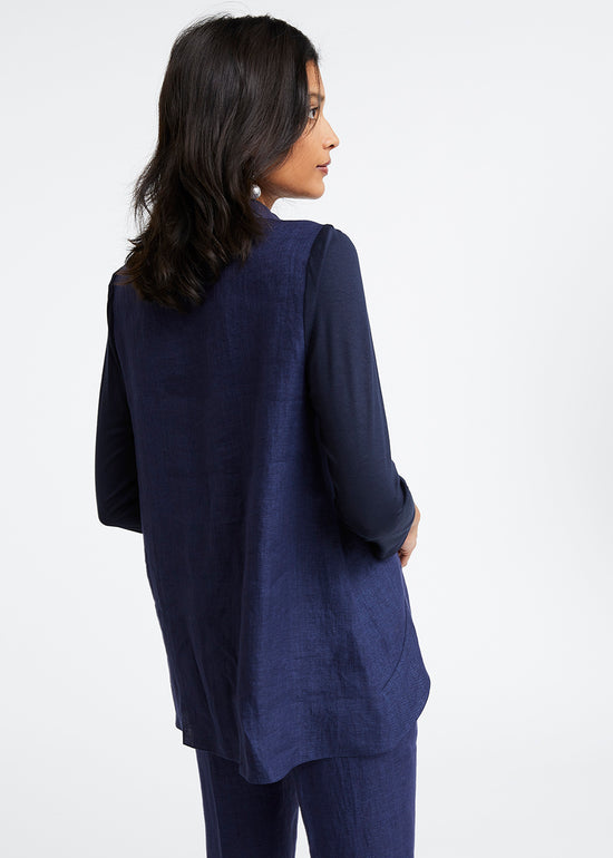Chemisier bi-matières lin jersey