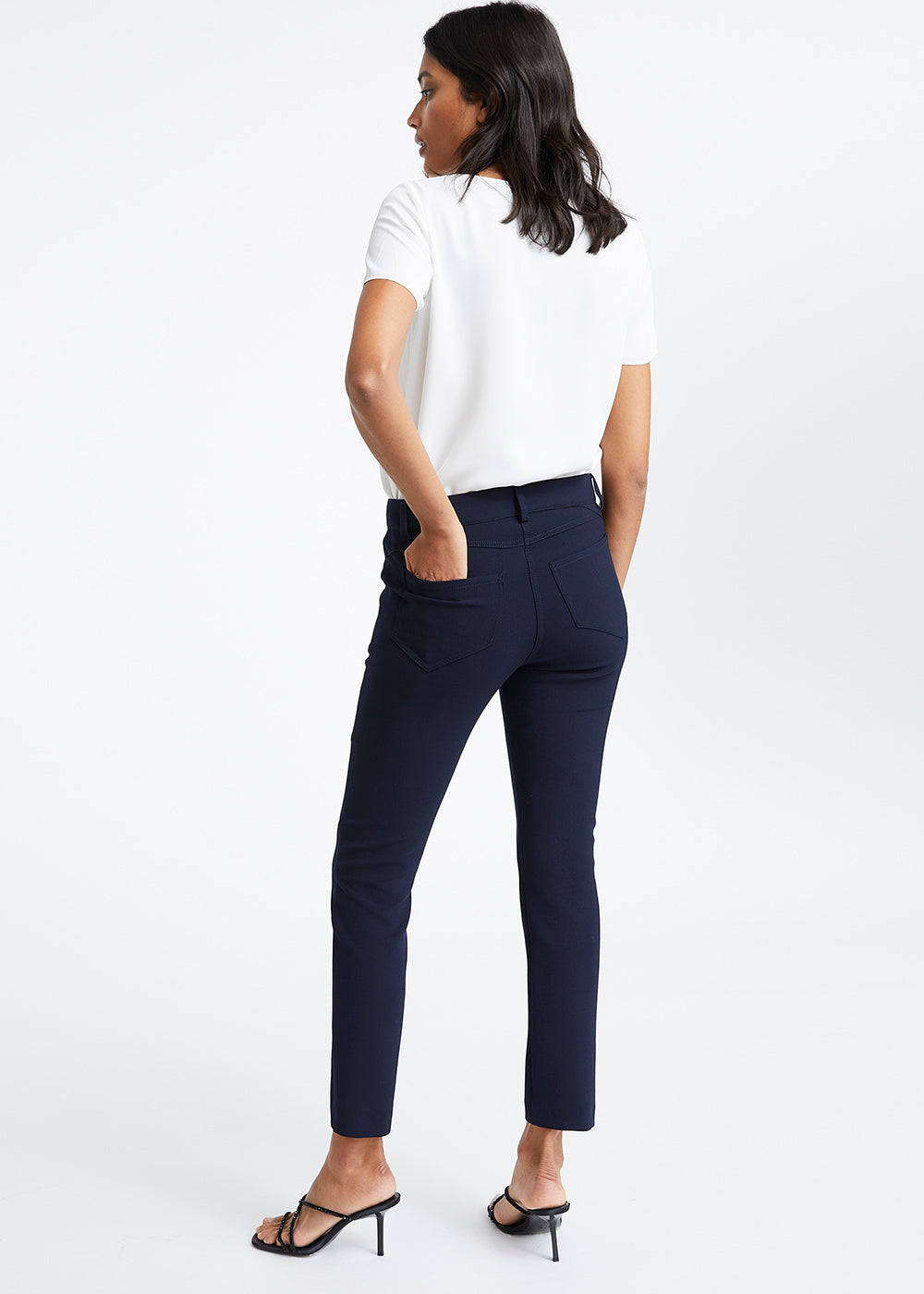 Straight cut stretch navy pants