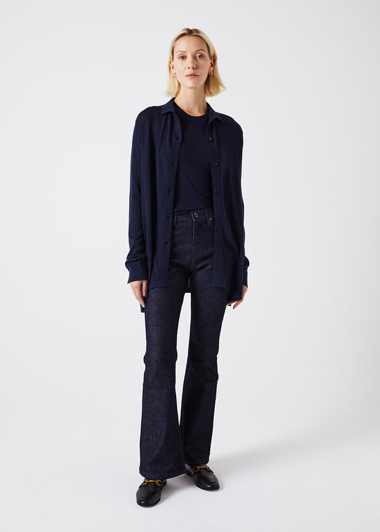 CHEMISE EN LAINE MERINOS MARINE
