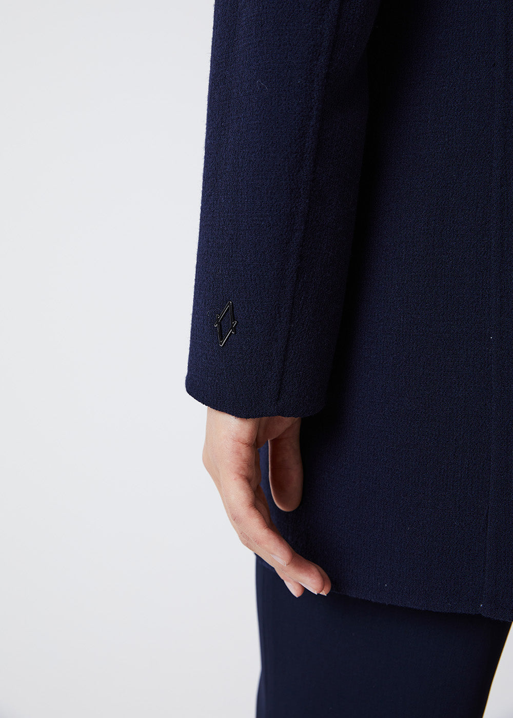VESTE BLAZER LONGUE EN DOUBLE FACE MARINE