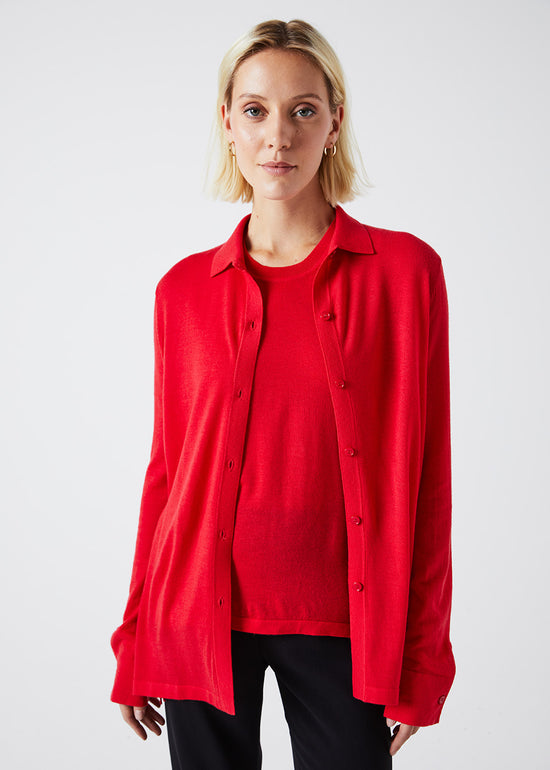 CHEMISE EN LAINE MERINOS CORAIL