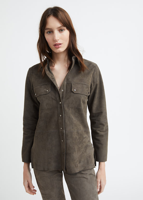 Chemise en daim kaki