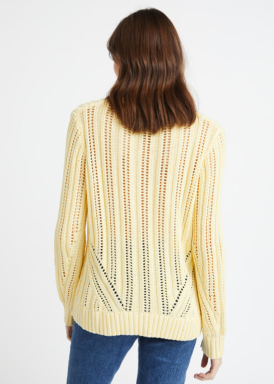 Pull jaune en coton ajouré