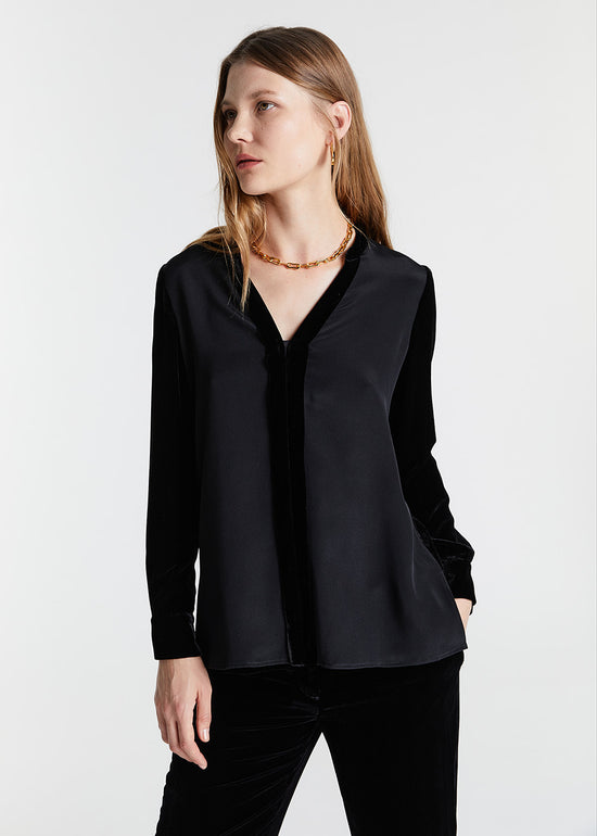 Blouse bi-matières velours