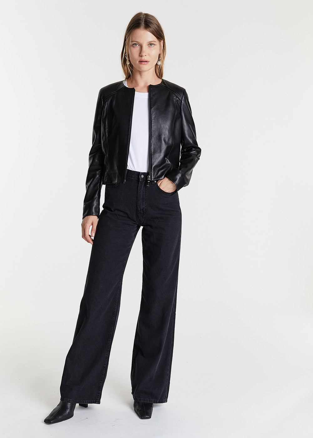 Veste courte en cuir