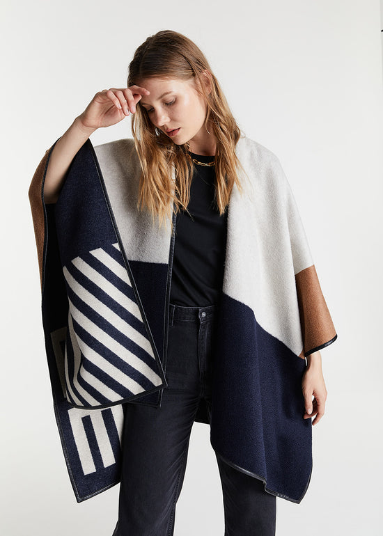 Cape patchwork en laine et cachemire