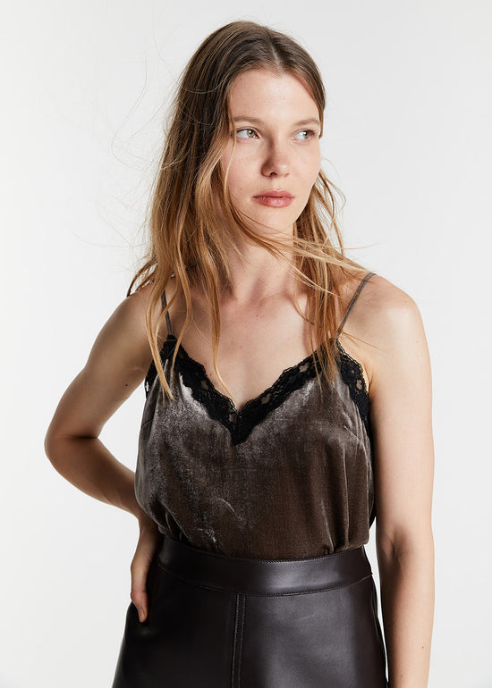Jupe en cuir marron