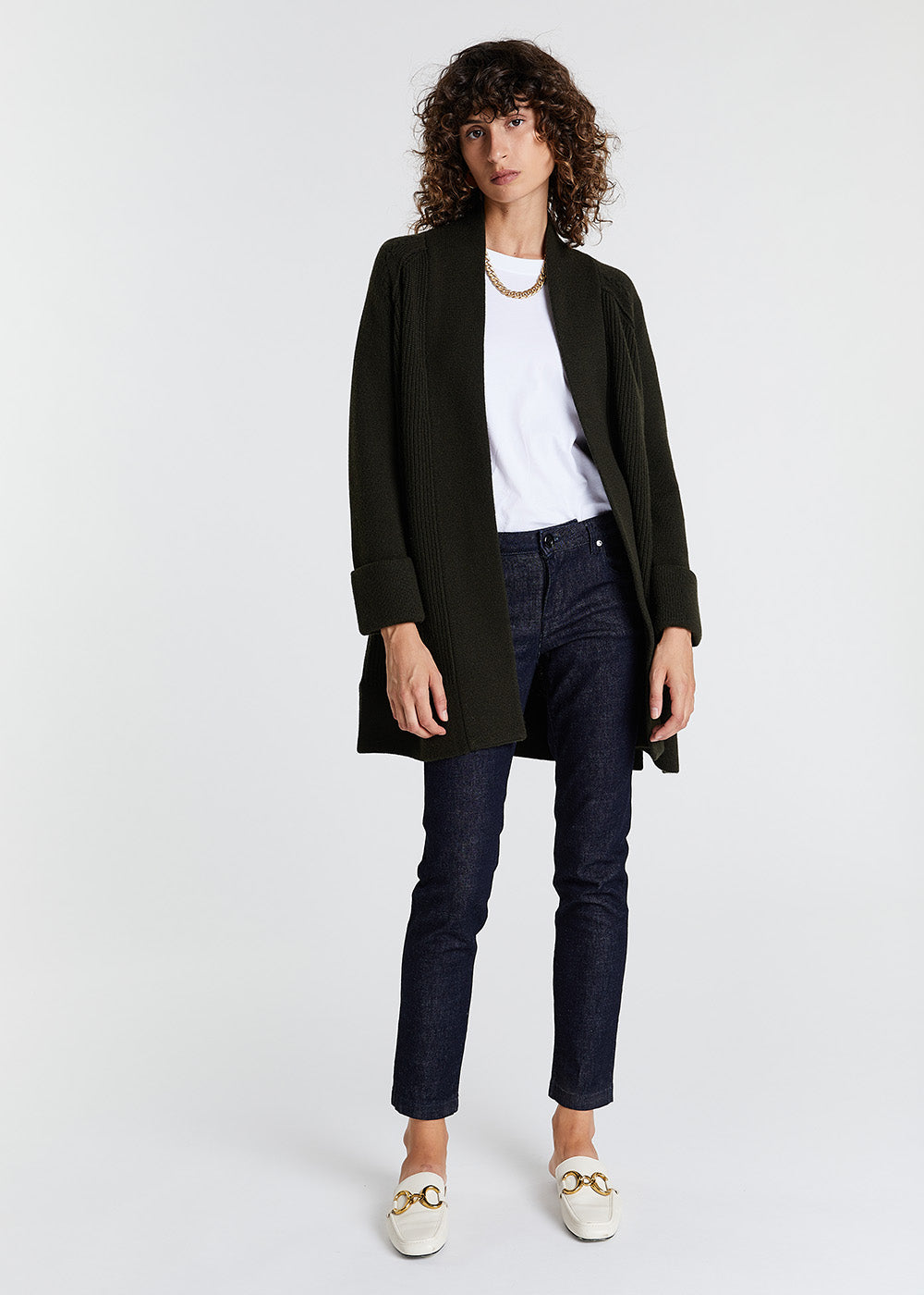 CARDIGAN MANCHES LONGUES KAKI