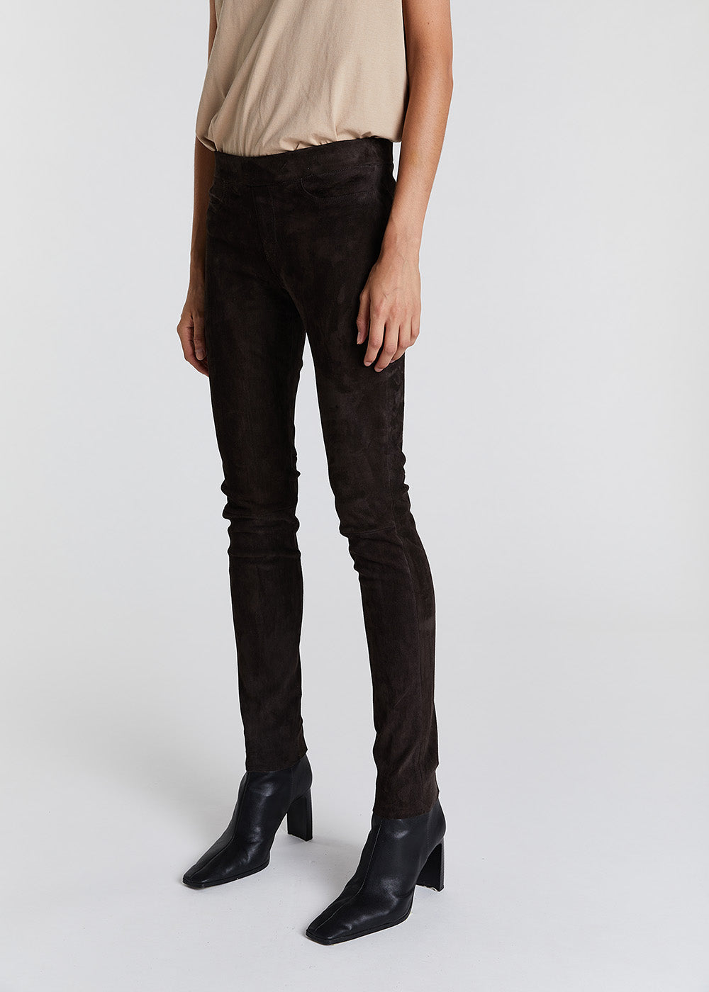 Legging en daim marron APOSTROPHE PARIS