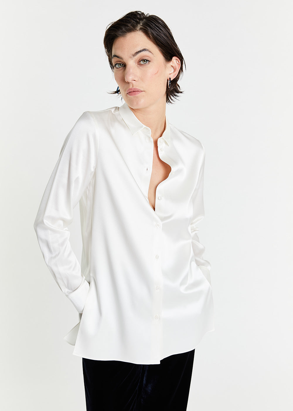 Blouse en soie discount blanche